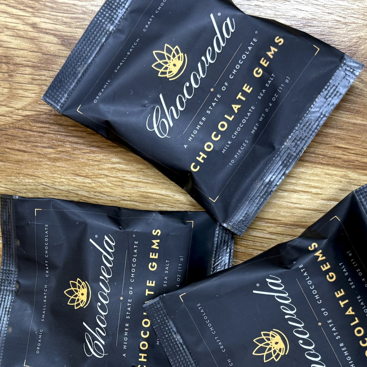 Chocoveda Chocolate Gems, Milk Chocolate & Sea Salt, 10-piece pack