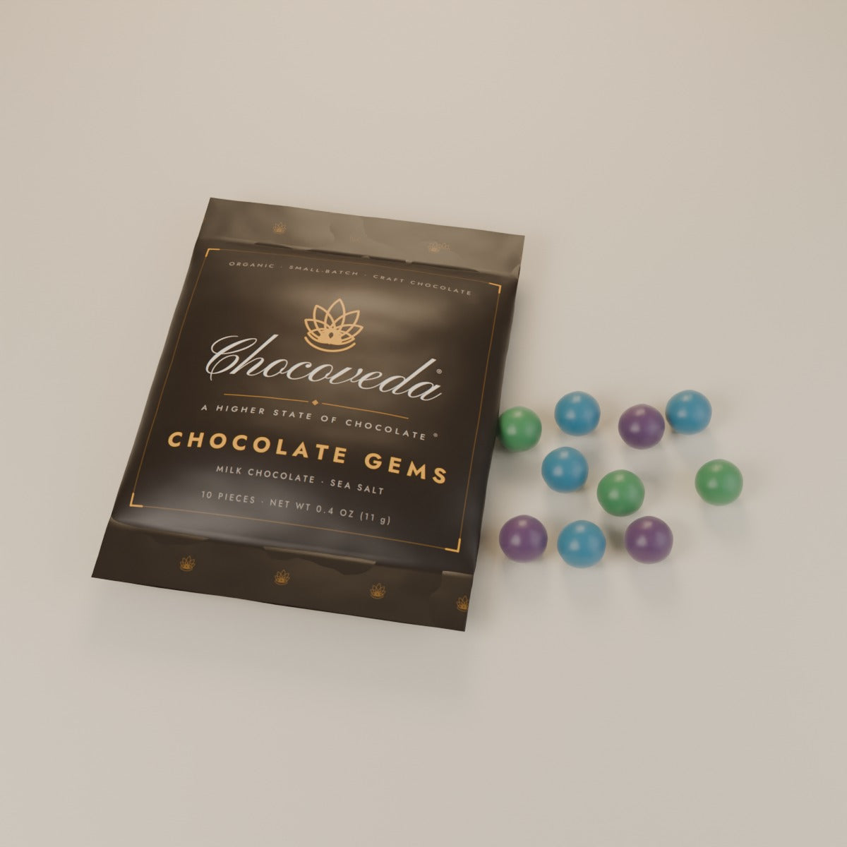 Chocoveda Chocolate Gems pack with multicolor gems (render)